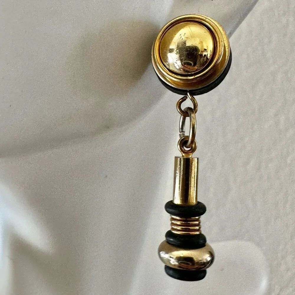 Black and goldโtone drop earrings